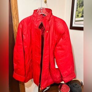 Jacqueline Ferrar 100% Genuine Cherry Red Leather Jacket